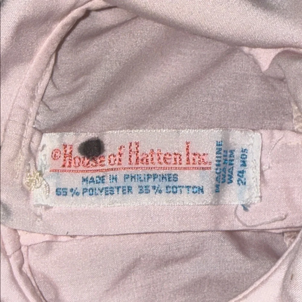 Vintage House of Hatten Pink Smocked Heirloom Baby Dress SZ 24M